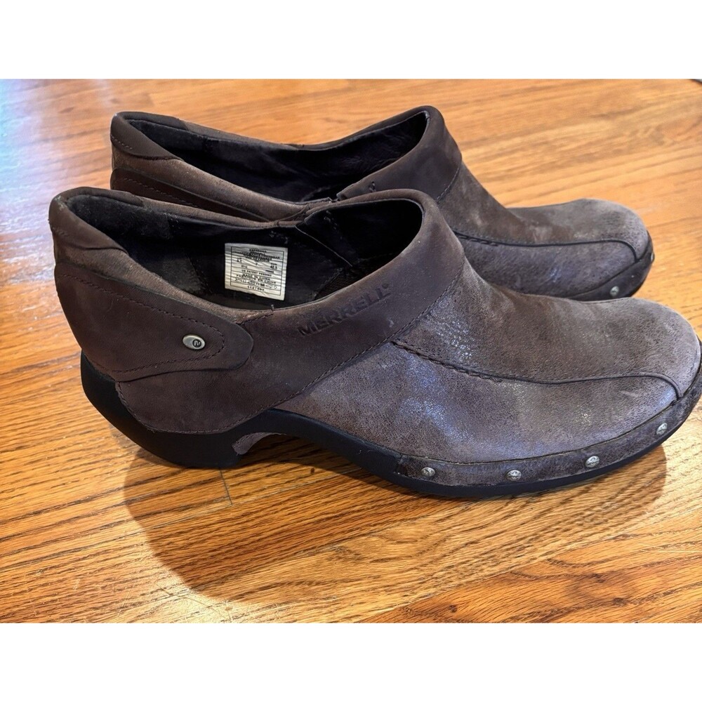 Women’s Merrell slip-on clogs in rich brown Low, supportive rubber heel 9.5 - Picture 4 of 7